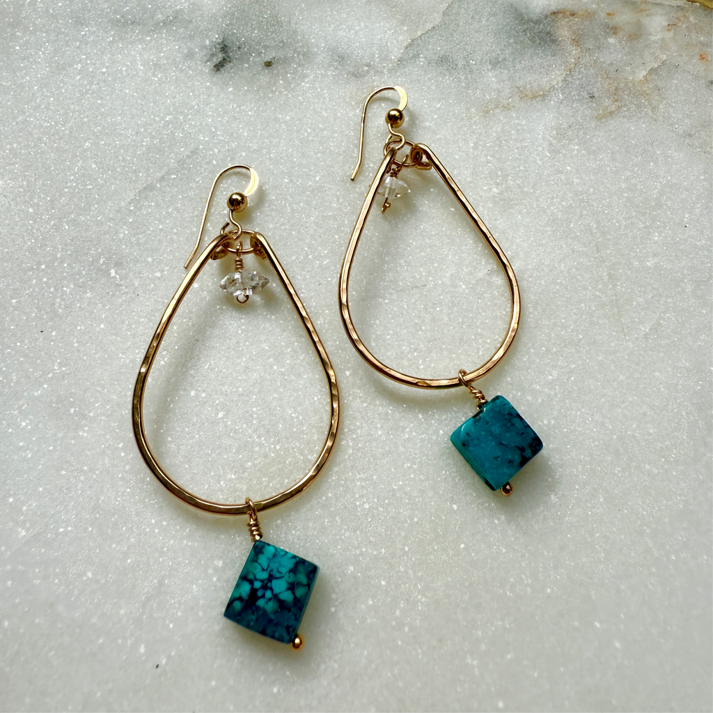 Turquoise Teardrop Dangle Earrings