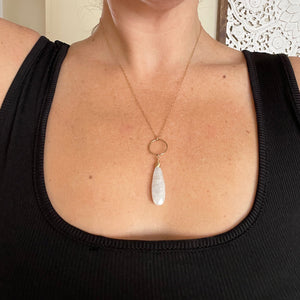 Rainbow Moonstone Drop Necklace with 14k Gold Filled Ring