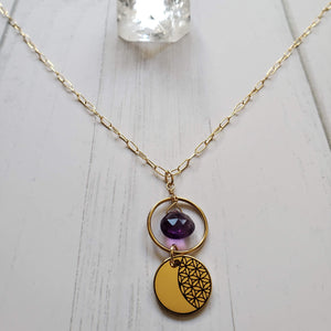 Joy Luna Circle of Peace Necklace with Amethyst