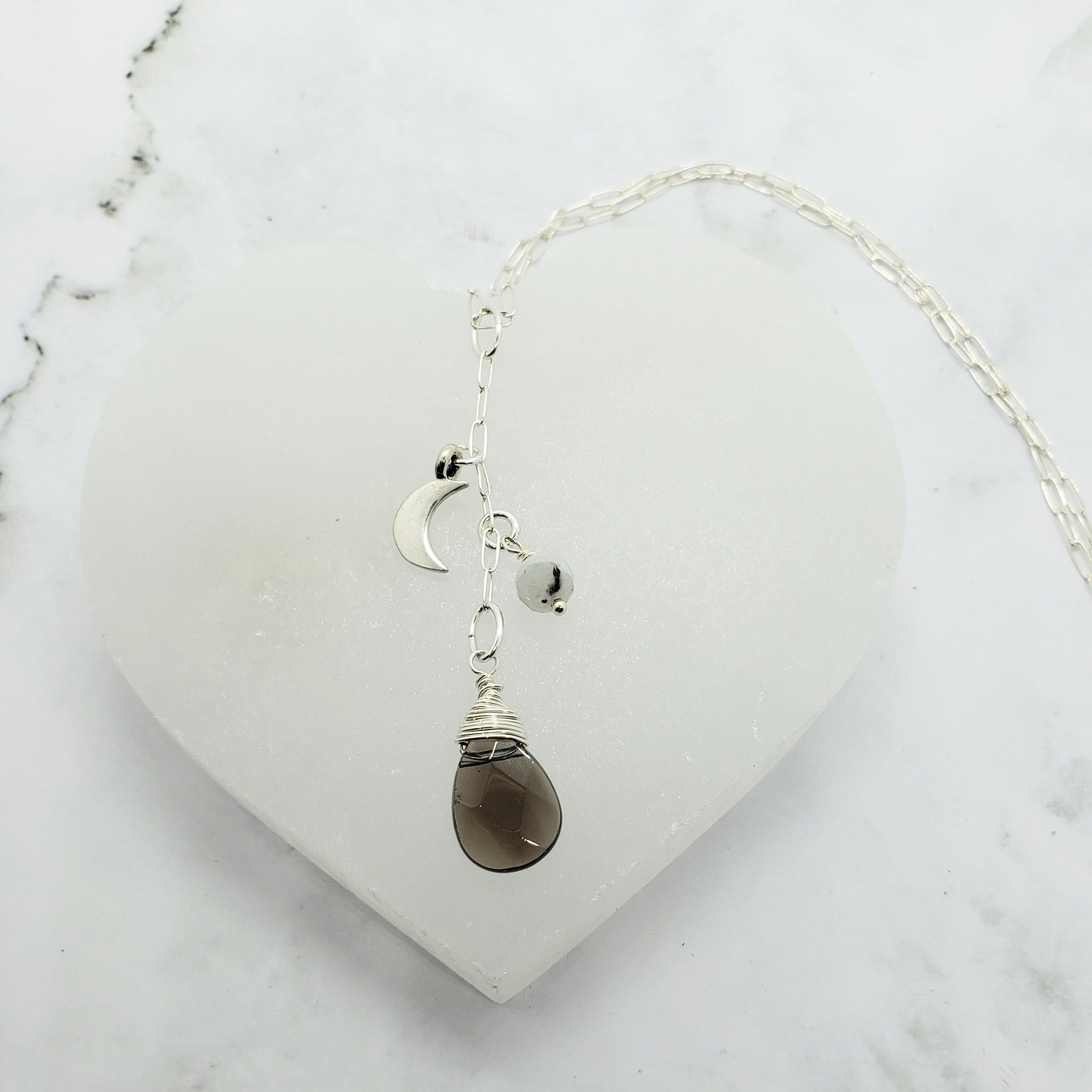 Lucky Luna Smokey Quartz & Moonstone Charm Necklace