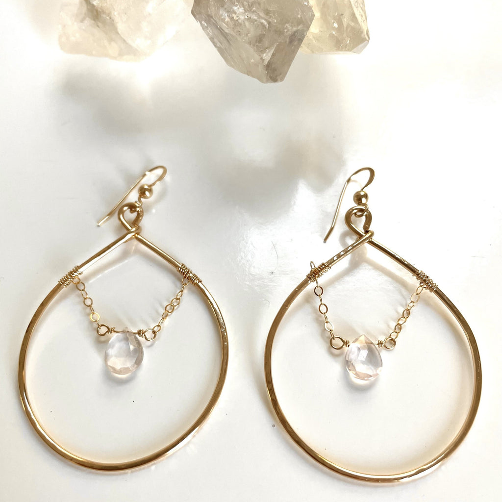 Rosa Bella Rose Quartz Drop Earrings