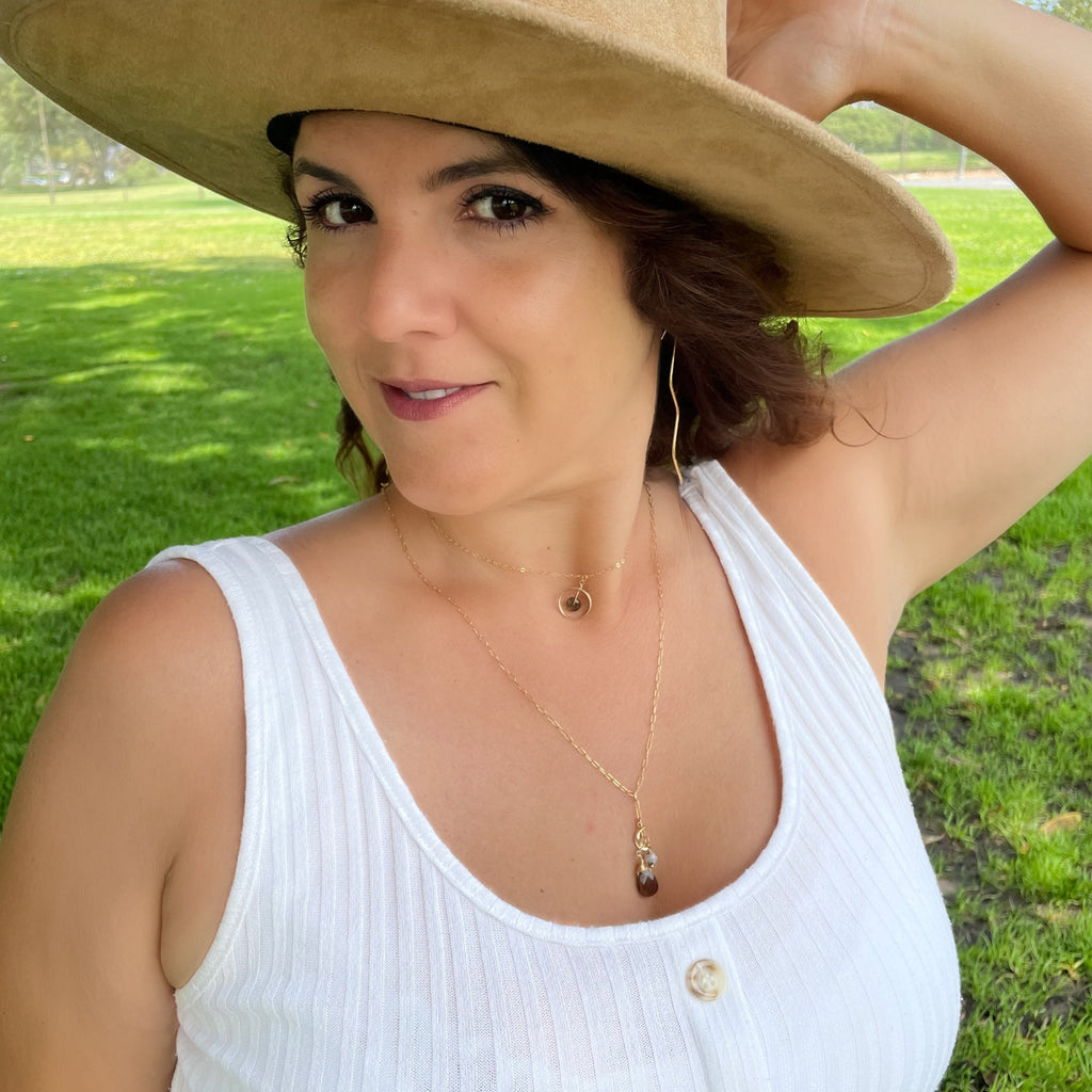 Lucky Luna Smokey Quartz & Moonstone Charm Necklace