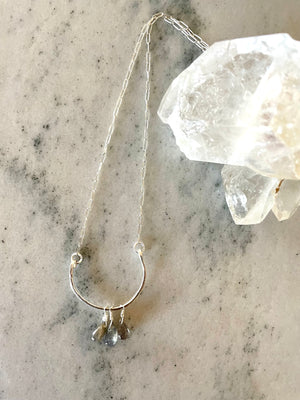 Labradorite Drop Horseshoe Necklace in Sterling Silver