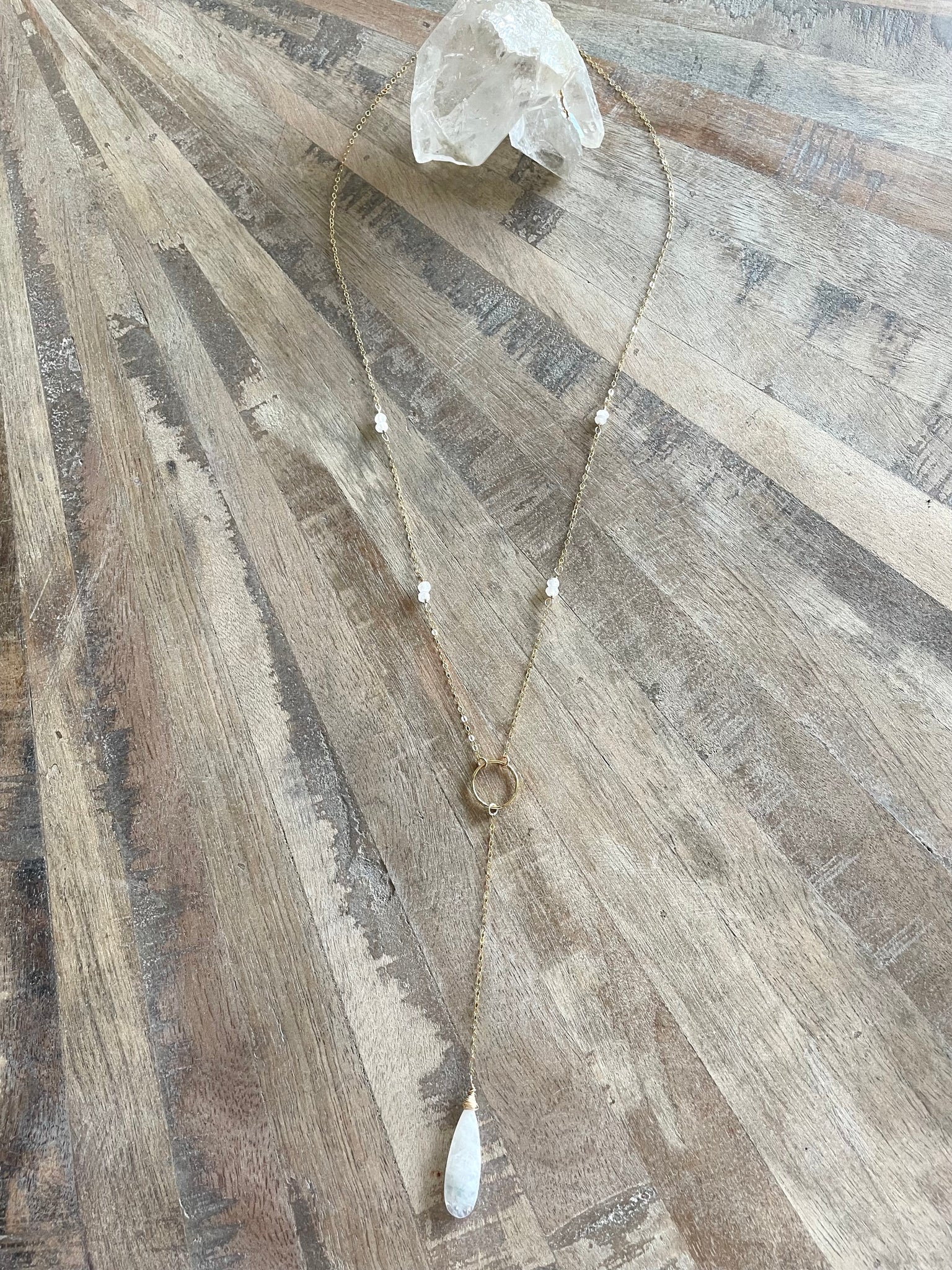 Moonstone Lariat Necklace