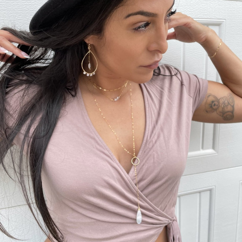 Moonstone Lariat Necklace